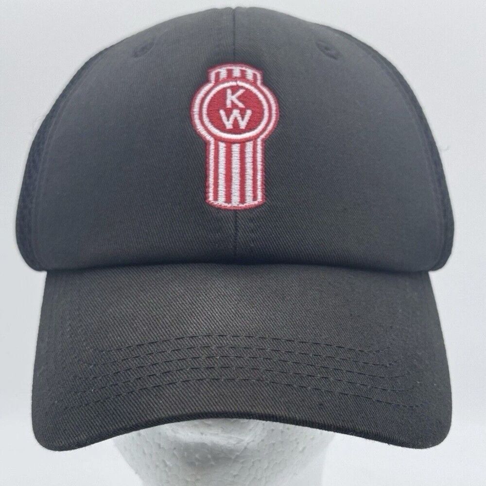 Kenworth Truckers Hat Black Adjustable Semi Cap One Size Black Red Logo